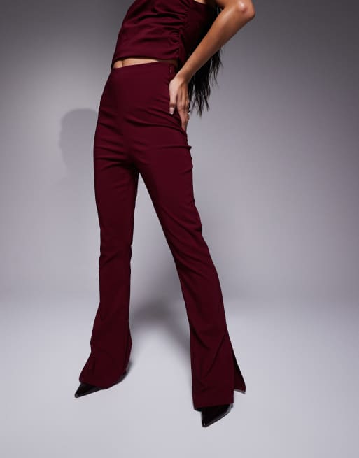 In The Style - Flare-broek van bengaline in rood, deel van co-ord set, 5 van 5