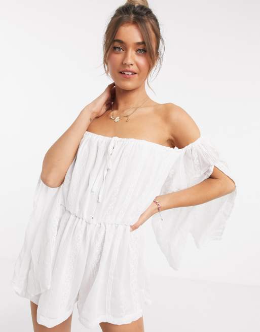 White off the sales shoulder playsuit