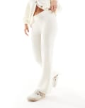 [In The Style] In The Style fluffy flared pants in cream (part of a set)-White 10-12 CREAM