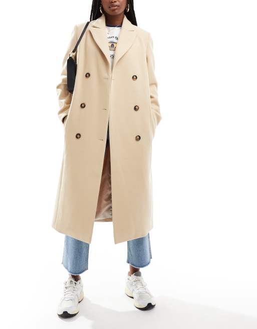 In The Style formal wool look maxi coat in beige