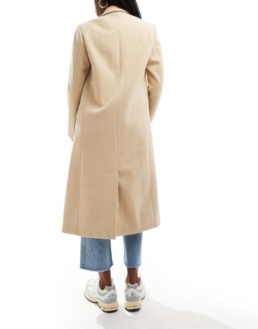 In The Style formal wool look maxi coat in beige