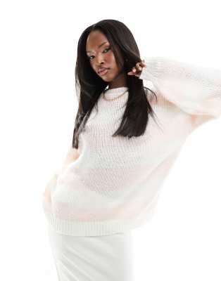 In The Style – Gestreifter Pullover in Rosa und Cremeweiß