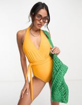 ASOS DESIGN Maternity ruched side swimsuit in sage green