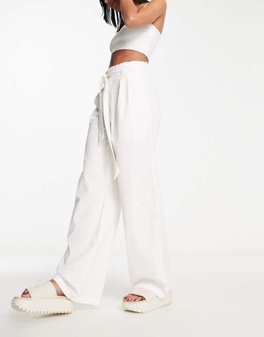 White high store waisted palazzo trousers