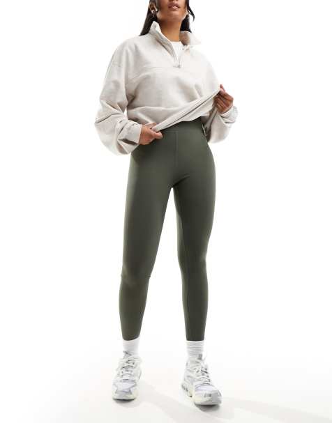 In The Style high waisted ribbed leggings in khaki - view 1
