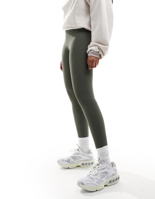 In The Style high waisted ribbed leggings in khaki, 2 of 5