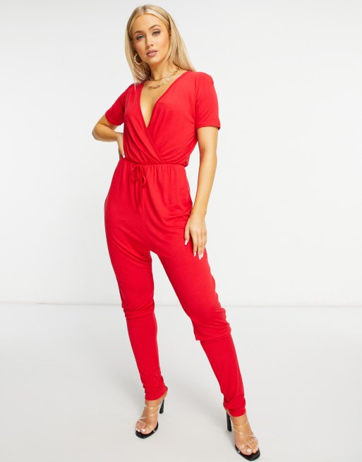 Red store jersey jumpsuit