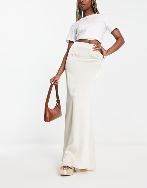 In The Style - Jupe longue en satin - Huître