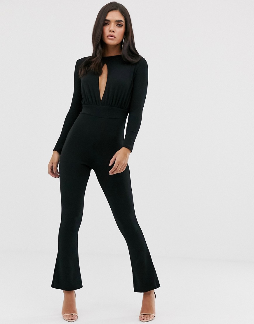 In The Style Keyhole Wide Leg Jumpsuit-Black