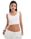 [In The Style] In The Style knitted cropped singlet top in white 16 WHITE