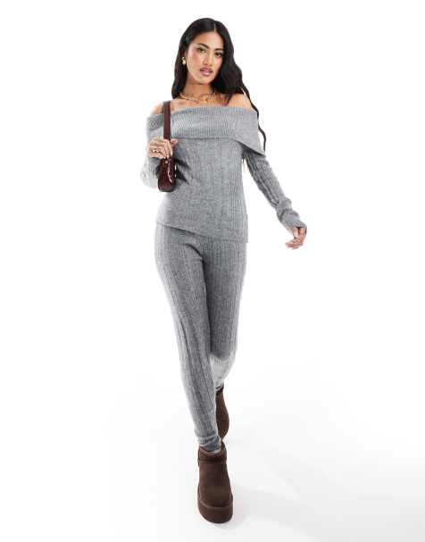 In The Style knitted leggings co-ord in grey - view 1