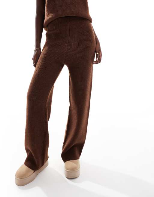 Chocolate brown wide leg trousers hotsell