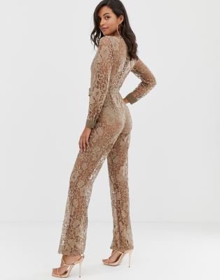 lace plunge jumpsuit