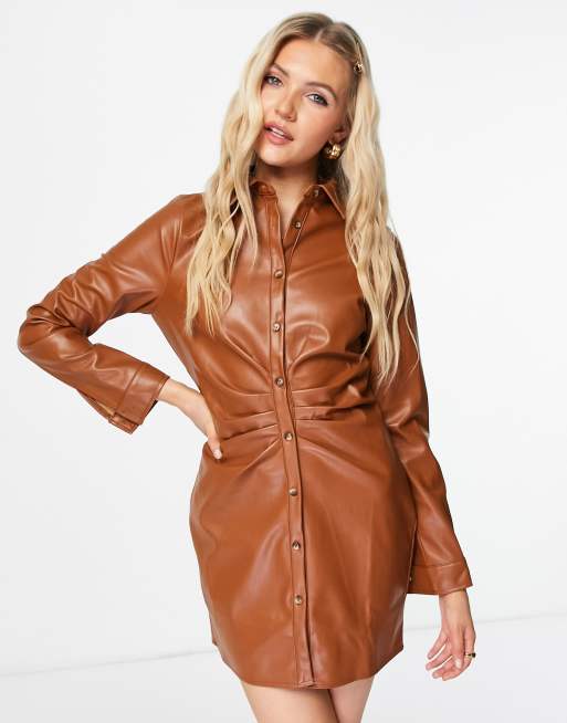 Leather button outlet dress