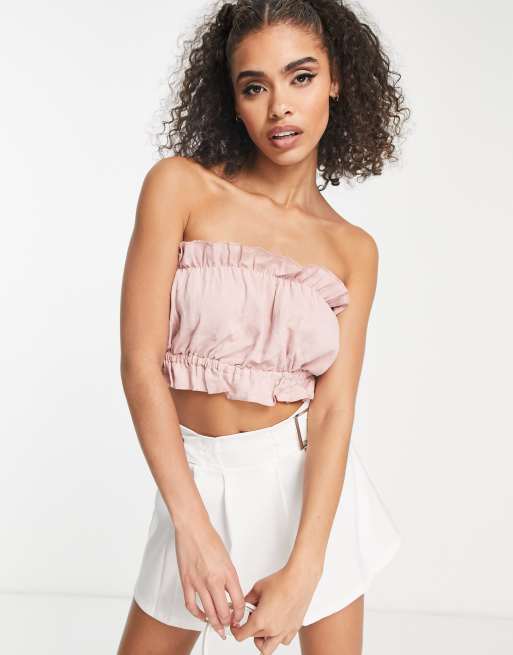 Strapless ruffle deals crop top