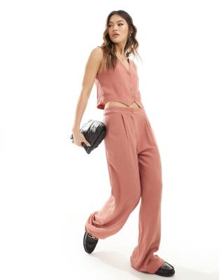 In The Style In The Style linen tailored waistcoat co-ord in burnt orange