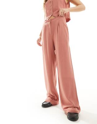 In The Style In The Style linen wide leg trouser co-ord in burnt orange