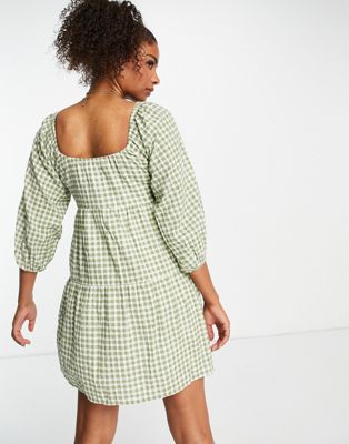 Chemises et blouses In The Style Maternity x Brooke Vincent - Top cache-cœur à manches volumineuses - Carreaux verts