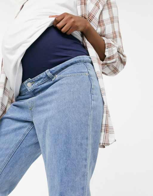 In The Style Maternity x Dani Dyer – Blå jeans med raka ben och stöd över magen, 3 av 4