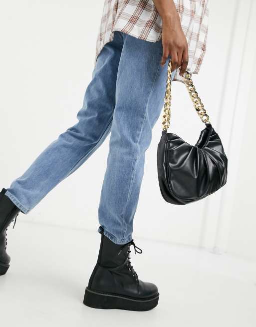 In The Style Maternity x Dani Dyer over the bump straight leg jean in blue, 2 of 4