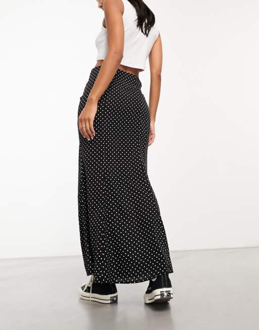 In The Style maxi skirt in black spot print, 3 of 4