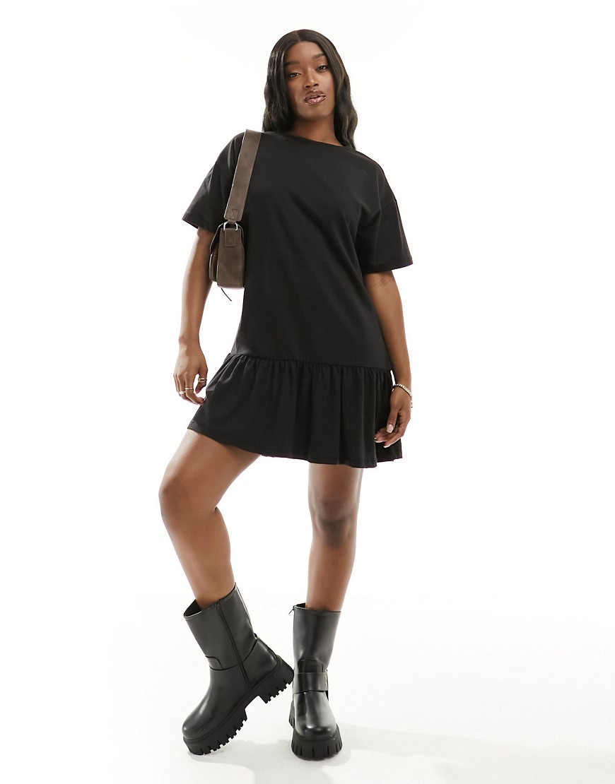 In The Style mini peplum hem t-shirt dress in black
