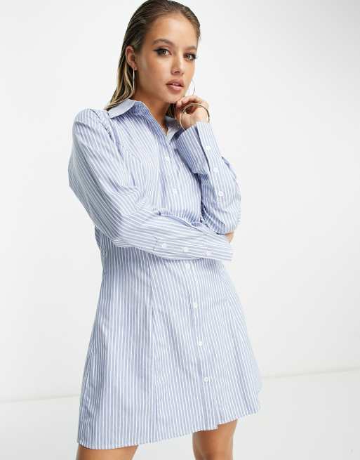 In The Style mini shirt dress in blue stripe | ASOS