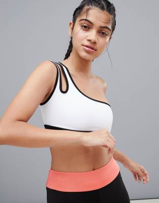 one shoulder workout bra