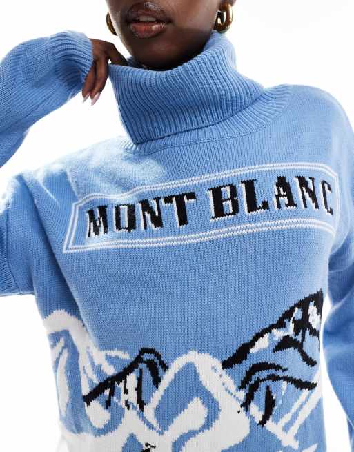 In The Style – Niebieski sweter z golfem i motywem Mont Blanc, 2 z 4