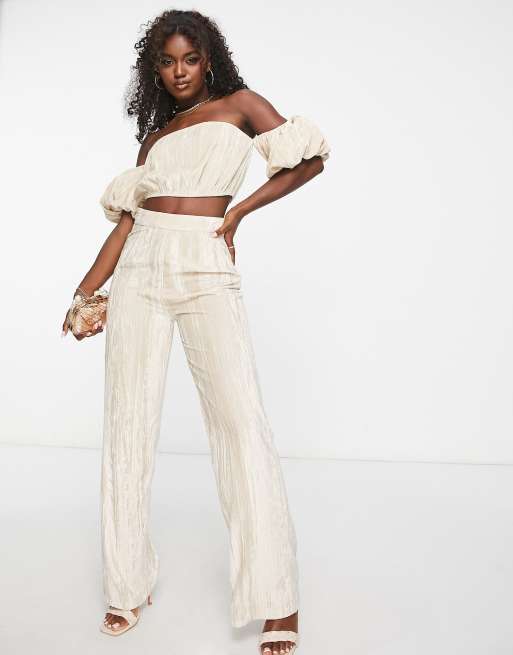 Palazzo pants and off best sale shoulder top