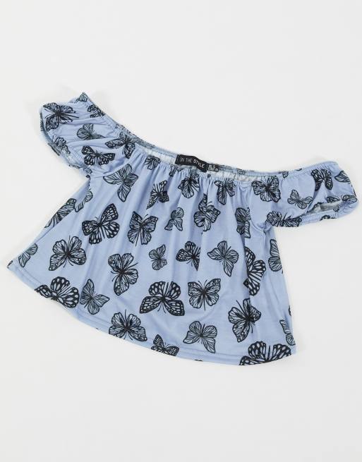 In The Style off shoulder top in butterfly print