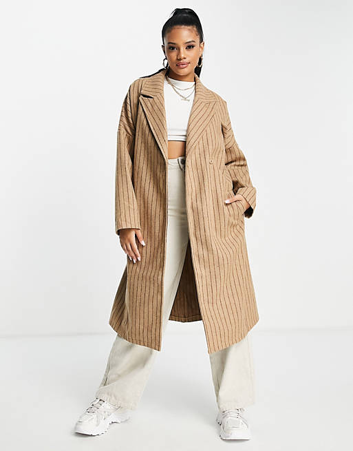 In The Style oversized coat in stripe
