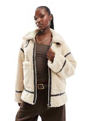 In The Style oversized pocket faux shearling borg coat