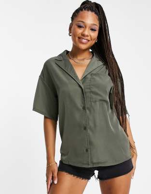 In The Style oversized shirt co ord in khaki - ASOS Price Checker