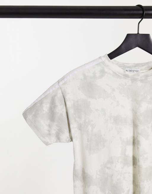 In The Style - Oversized t-shirt-kjole i grå batik, 3 af 4