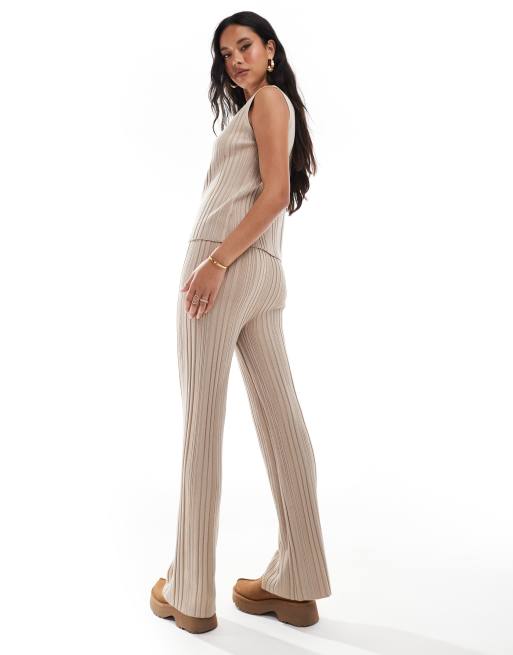 In The Style - Pantaloni in maglia marrone chiaro in coordinato, 3 di 5