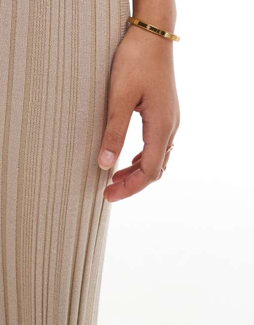 In The Style - Pantaloni in maglia marrone chiaro in coordinato, 4 di 5