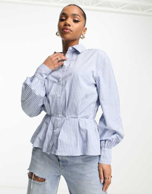 Striped hot sale peplum shirt