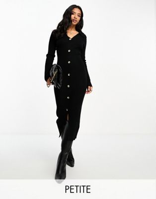 In The Style Petite button through maxi cardigan dress in black - ASOS Price Checker
