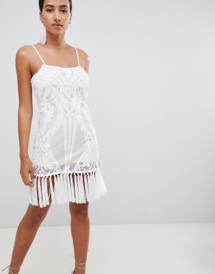 asos white tassel dress