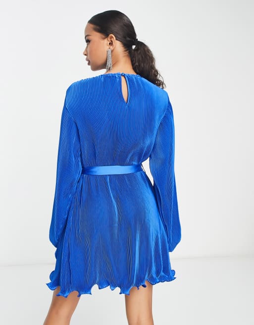 Long sleeve pleated swing dress sale