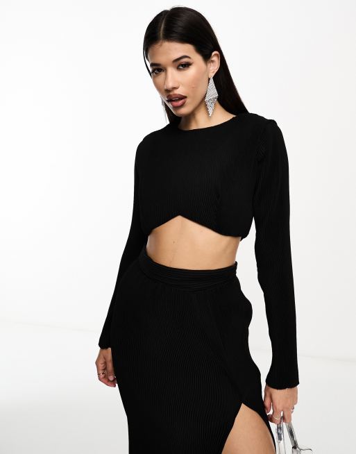 Long black skirt outlet crop top