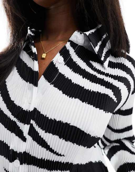 In The Style – Plissee-Hemdbluse mit Zebramuster, Kombiteil, 4 von 4