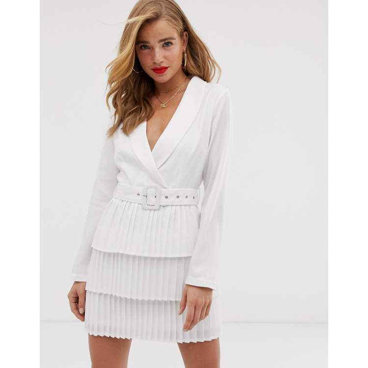 Blazer dress sale with pleated skirt