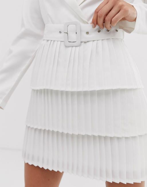 Blazer dress with pleated cheap skirt