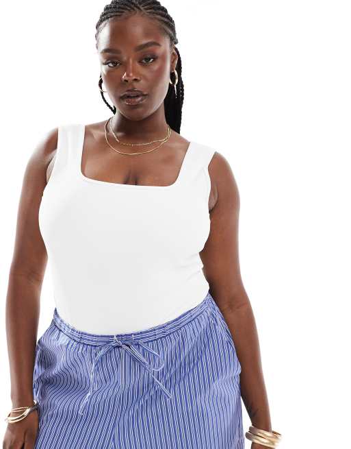In The Style Plus - Body modellante e contenitivo bianco con scollo rotondo