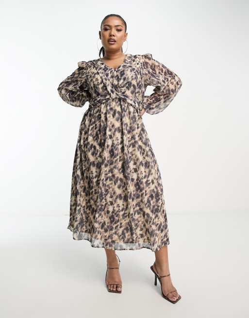 Leopard print midi dress hotsell plus size