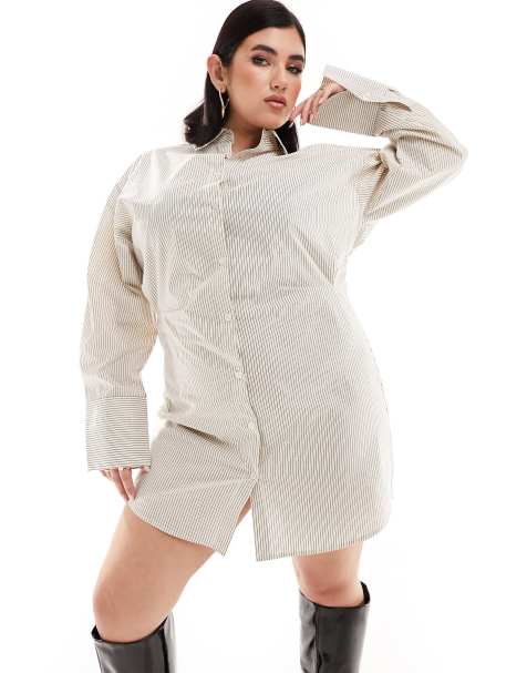 Plus white deals shirt dress