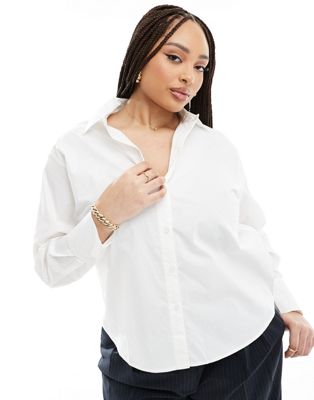 In The Style Plus cotton poplin shirt in white