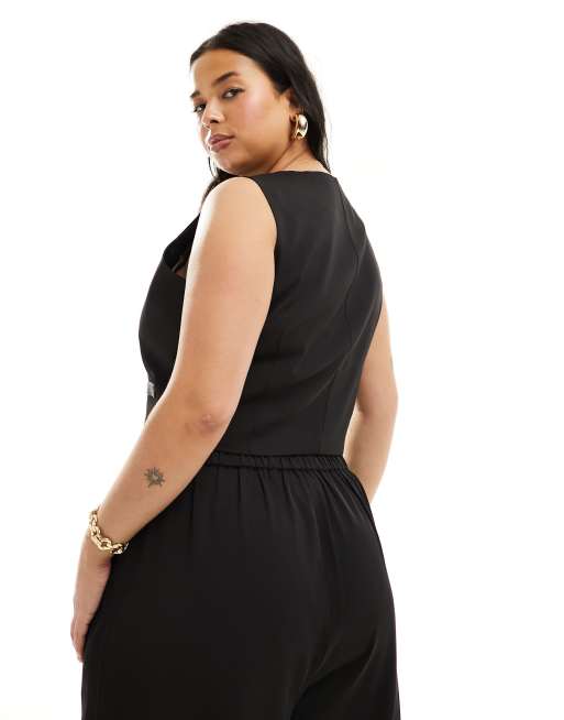 In The Style Plus - Elegante gilet in zwart, deel van co-ord set, 4 van 4